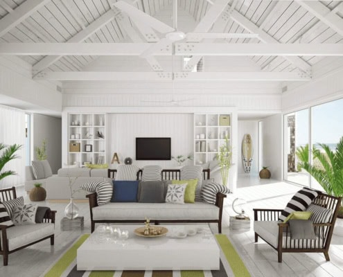 Hilton Head Island new construction home interior Bright coastal living room interior in a Hilton Head Island home